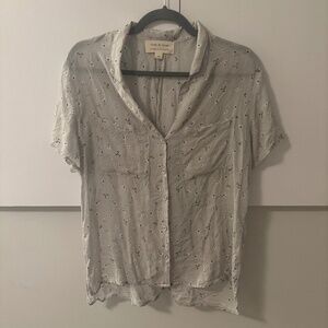 cloth & stone for Anthropologie Sheer Grey Floral Blouse